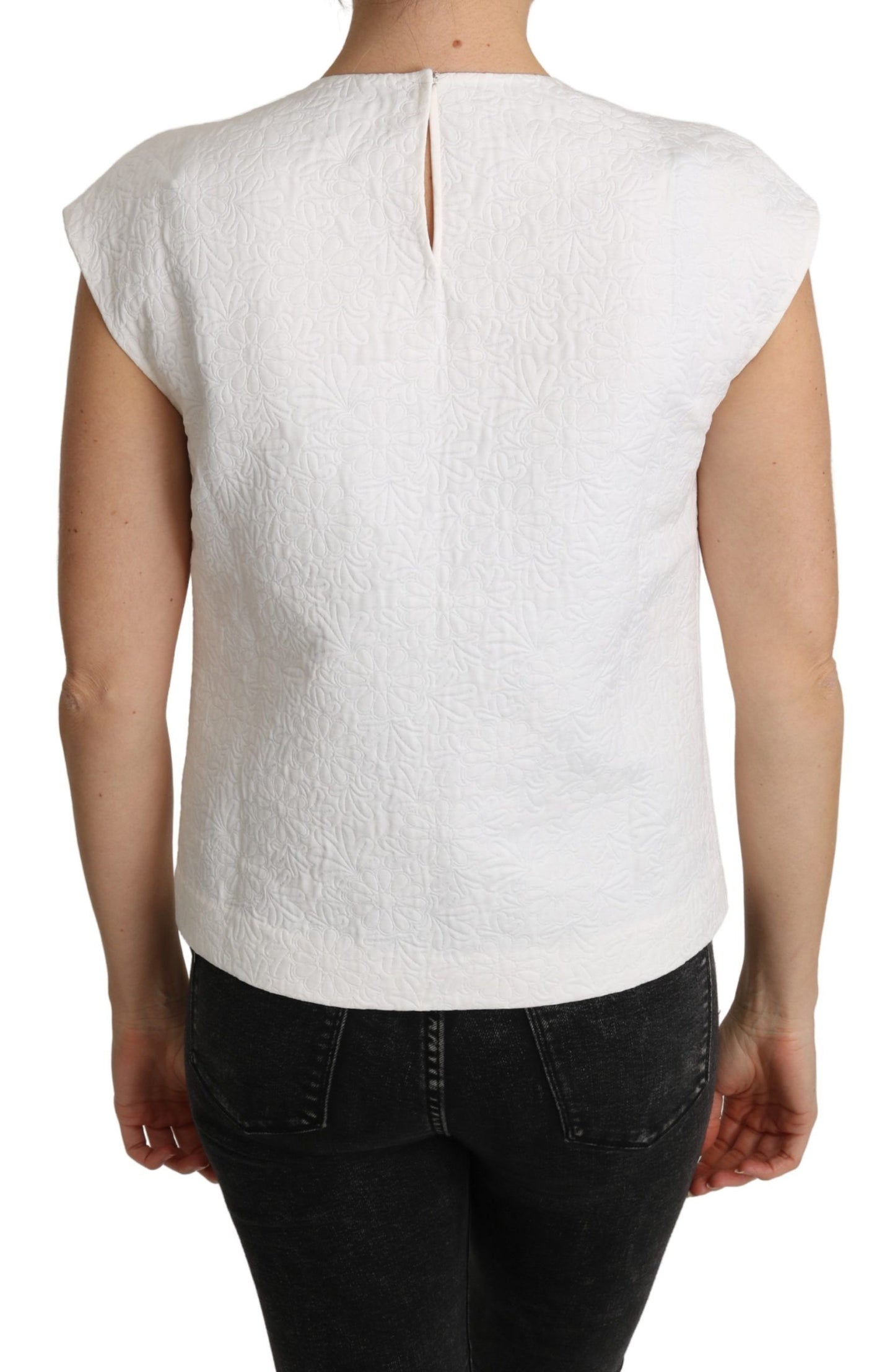 Dolce &amp; Gabbana Camicia in broccato floreale bianco e top in cotone