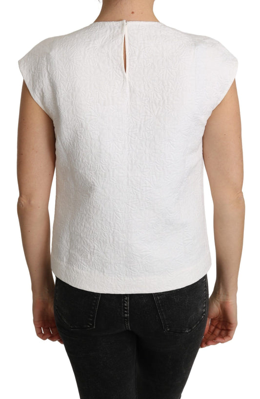 Dolce &amp; Gabbana Camicia in broccato floreale bianco e top in cotone