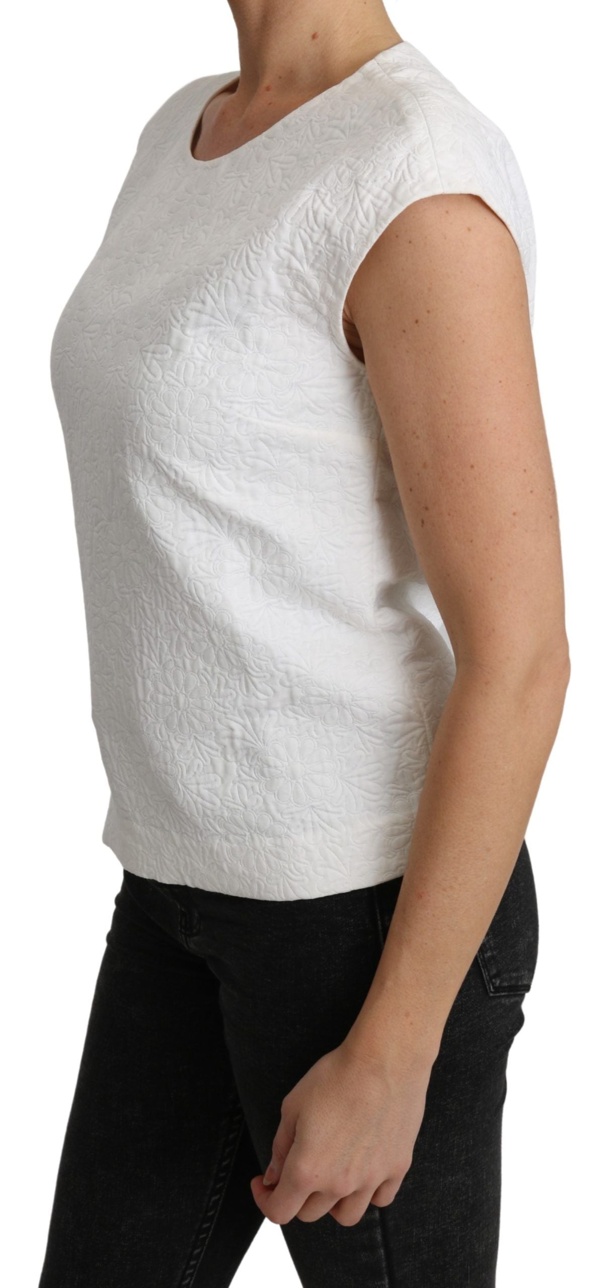 Dolce &amp; Gabbana Camicia in broccato floreale bianco e top in cotone