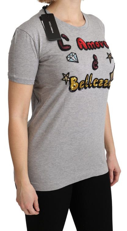 T-shirt Dolce &amp; Gabbana Amore e Bellezza in cotone grigio