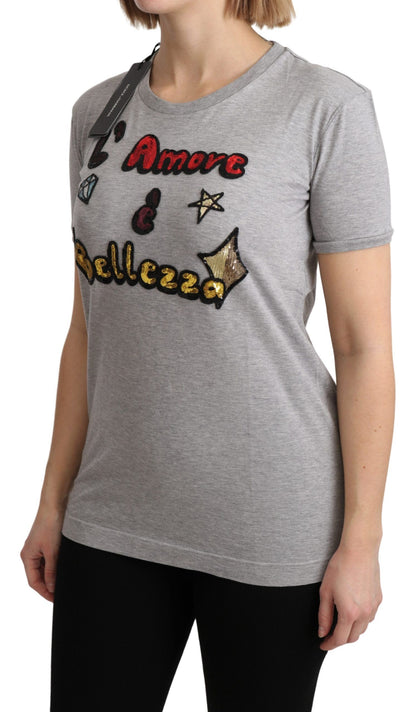 T-shirt Dolce &amp; Gabbana Amore e Bellezza in cotone grigio