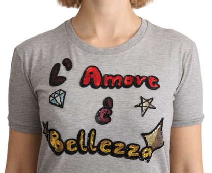 T-shirt Dolce &amp; Gabbana Amore e Bellezza in cotone grigio