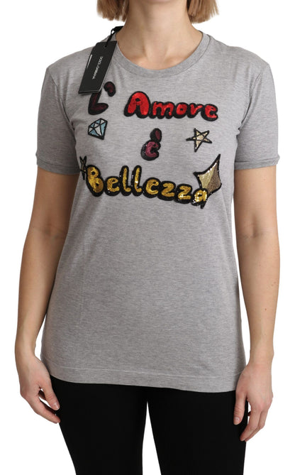 T-shirt Dolce &amp; Gabbana Amore e Bellezza in cotone grigio