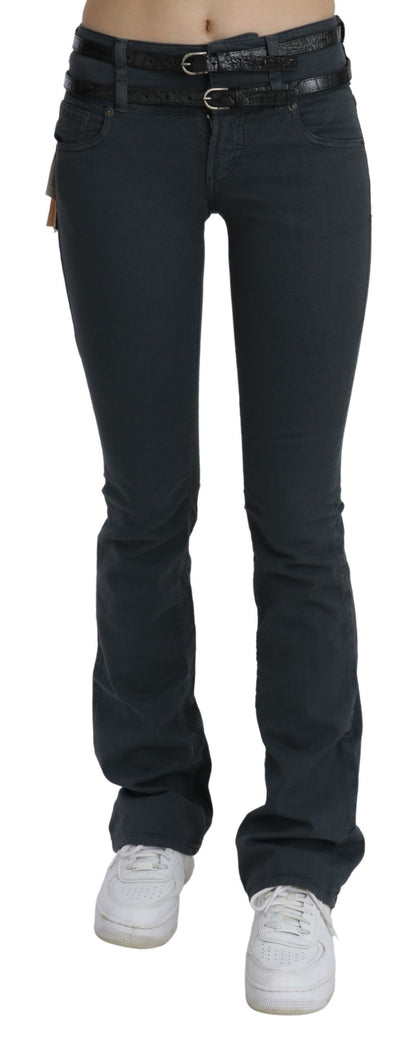 Jeans slim a vita media in denim svasato grigio John Galliano