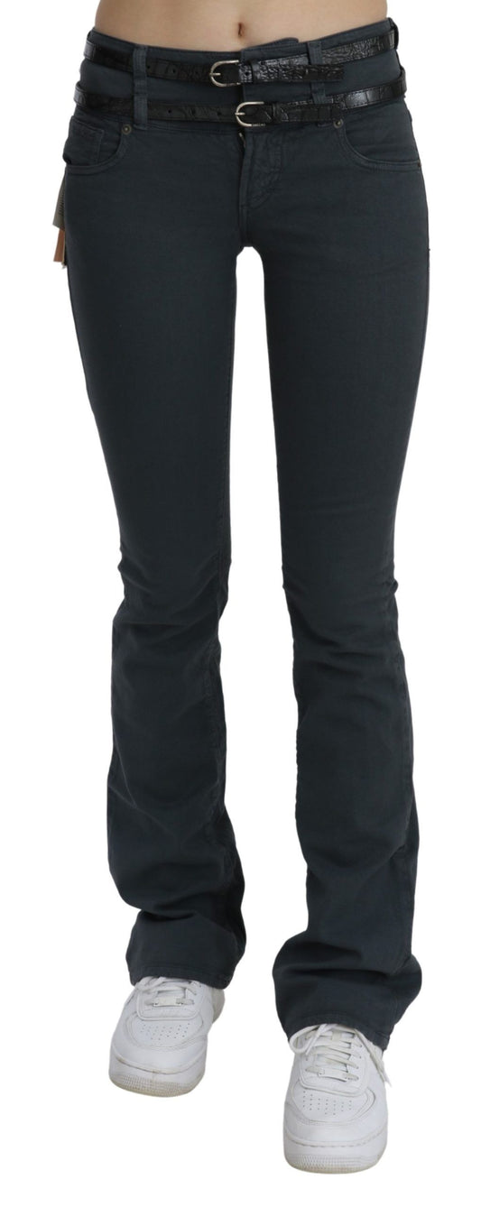 Jeans slim a vita media in denim svasato grigio John Galliano