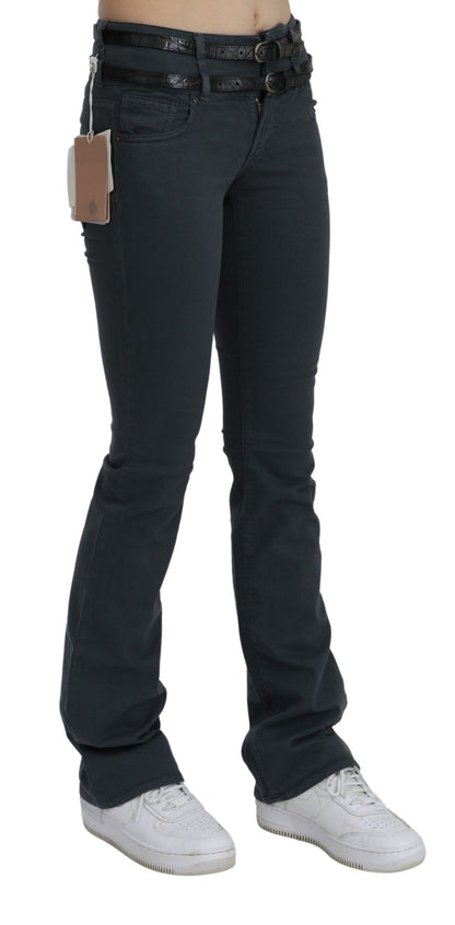 Jeans slim a vita media in denim svasato grigio John Galliano