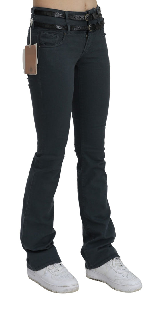Jeans slim a vita media in denim svasato grigio John Galliano