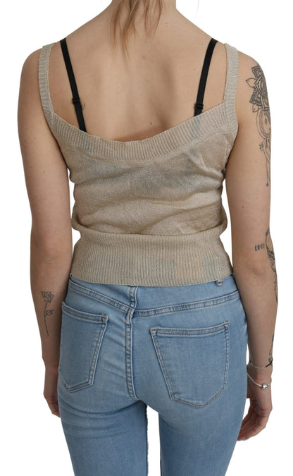 BYBLOS Top beige senza maniche con spalline sottili e trasparente