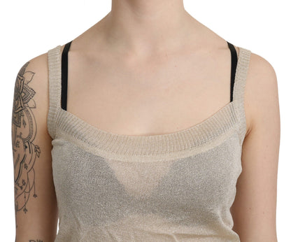 BYBLOS Top beige senza maniche con spalline sottili e trasparente
