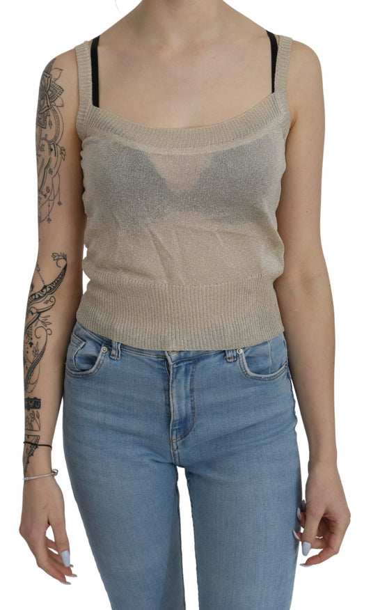BYBLOS Top beige senza maniche con spalline sottili e trasparente