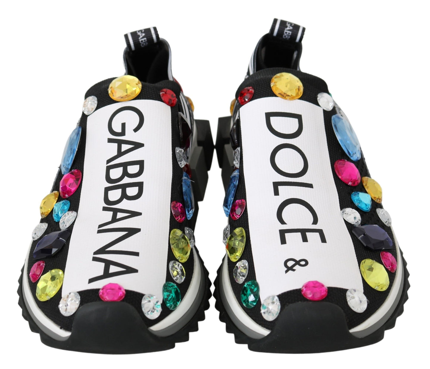 Scarpe da ginnastica nere multicolore con cristalli Dolce &amp; Gabbana