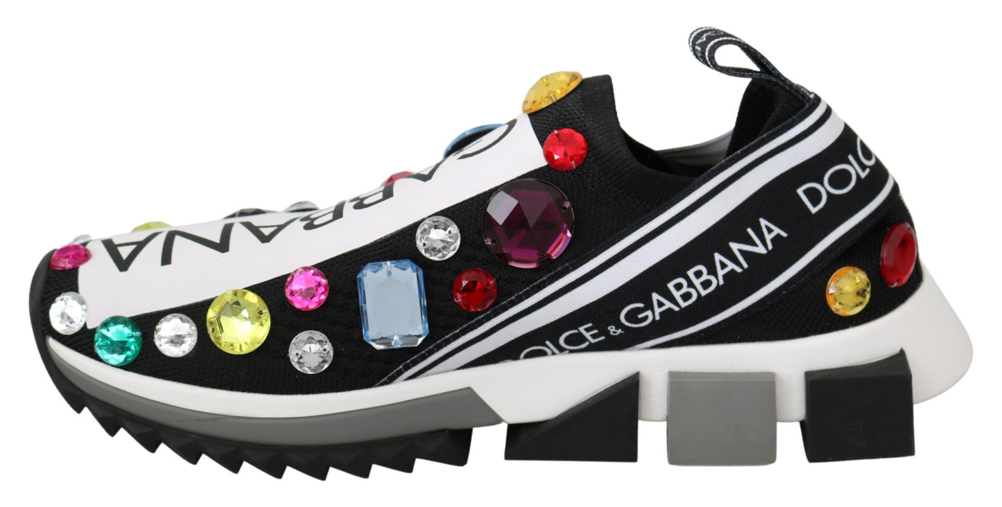 Scarpe da ginnastica nere multicolore con cristalli Dolce &amp; Gabbana