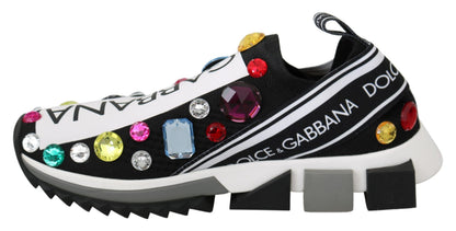 Scarpe da ginnastica nere multicolore con cristalli Dolce &amp; Gabbana