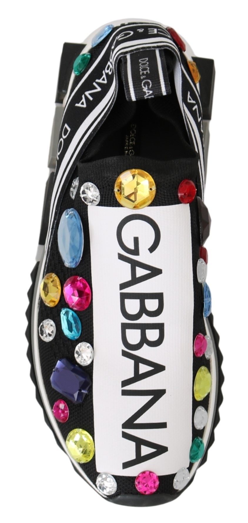 Scarpe da ginnastica nere multicolore con cristalli Dolce &amp; Gabbana