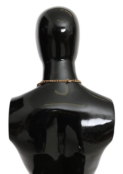 Collana con ciondolo a forma di fiore in cristallo e ottone dorato con foglie verdi di Dolce &amp; Gabbana