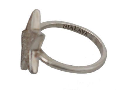 Anello da donna Nialaya in argento 925 con zirconi trasparenti e stella