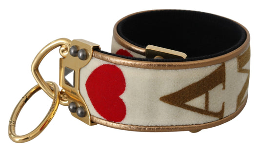 Tracolla Dolce &amp; Gabbana AMORE in pelle tessuto bianco oro