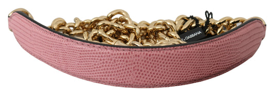 Tracolla con catena in oro e pelle rosa Dolce &amp; Gabbana