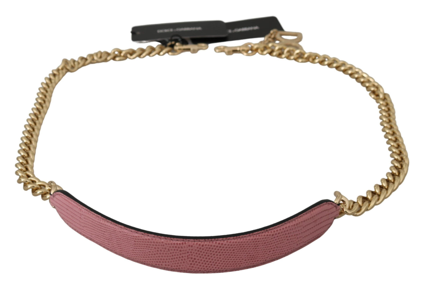 Tracolla con catena in oro e pelle rosa Dolce &amp; Gabbana