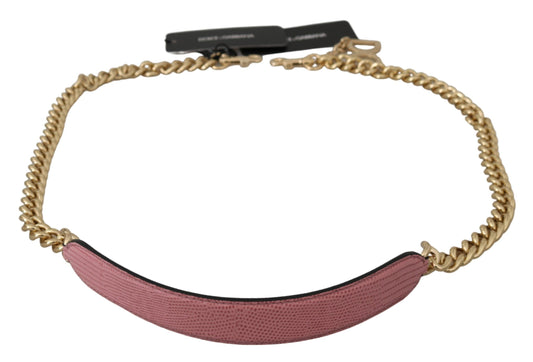 Tracolla con catena in oro e pelle rosa Dolce &amp; Gabbana