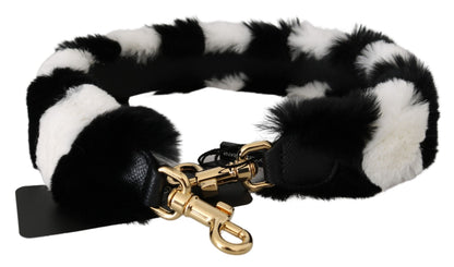 Tracolla in pelliccia di lapin nera e bianca Dolce &amp; Gabbana