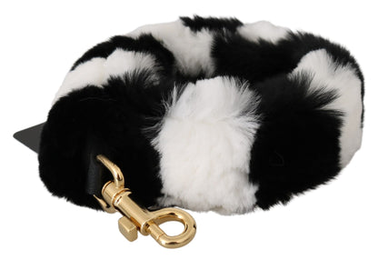 Tracolla in pelliccia di lapin nera e bianca Dolce &amp; Gabbana