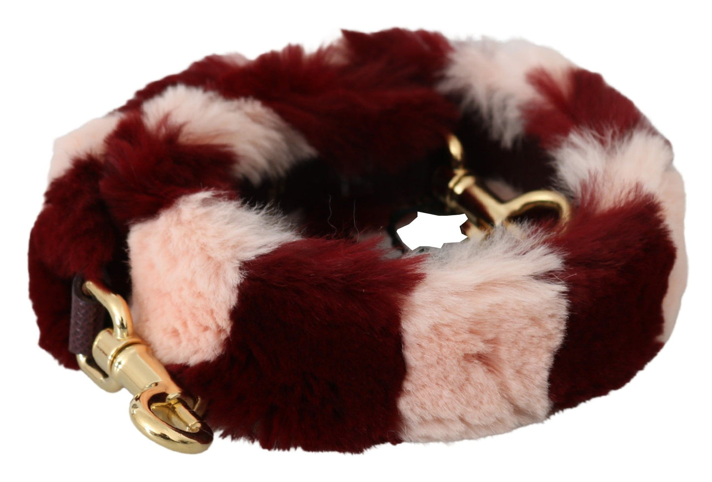 Tracolla in pelliccia di lapin rosa e rosso Dolce &amp; Gabbana