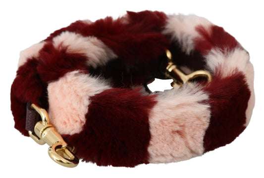 Tracolla in pelliccia di lapin rosa e rosso Dolce &amp; Gabbana