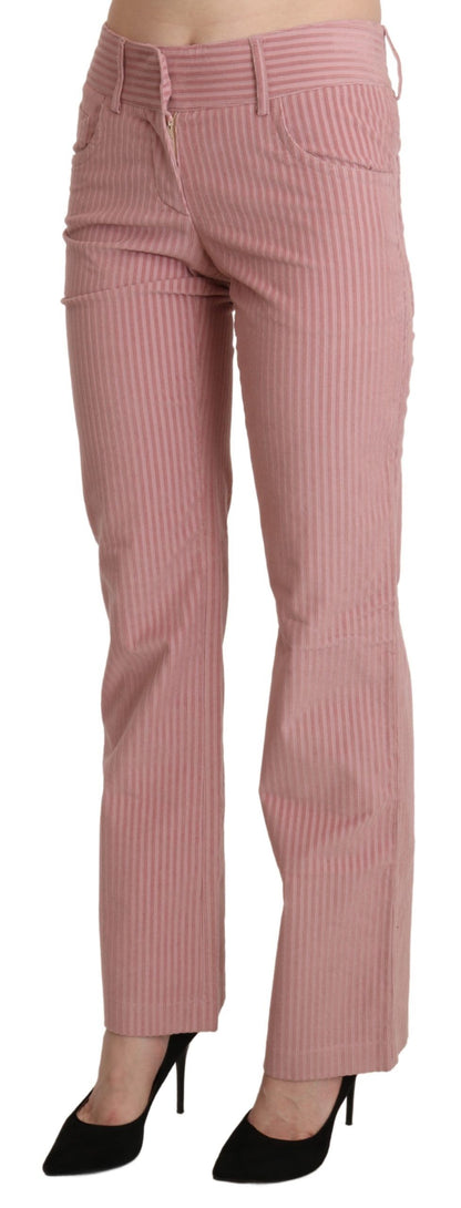 Pantaloni in cotone rosa a vita media dritti Ermanno Scervino
