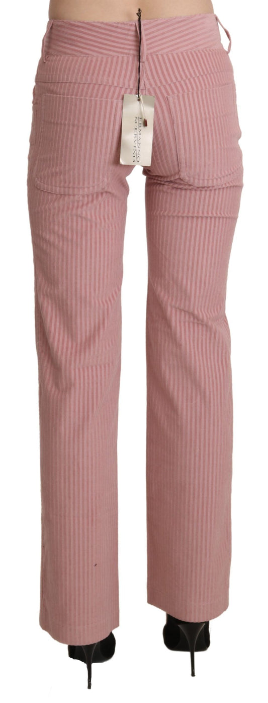Pantaloni in cotone rosa a vita media dritti Ermanno Scervino