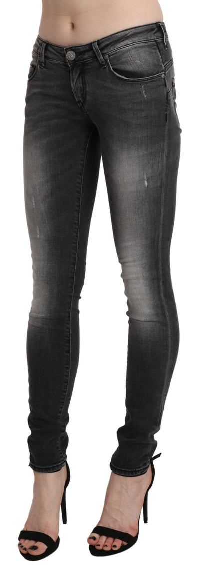 Jeans skinny in cotone lavato grigio nero Acht