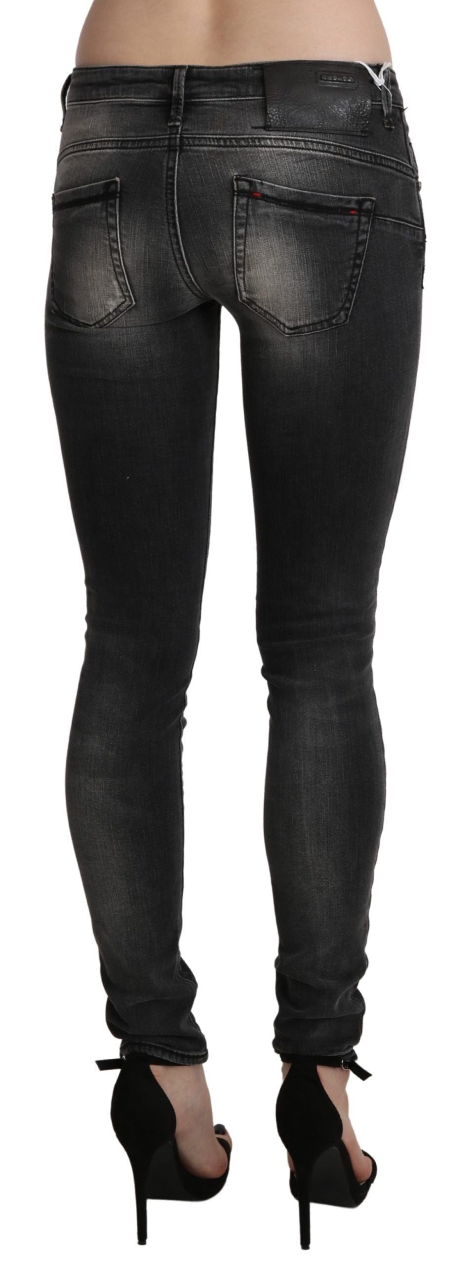 Jeans skinny in cotone lavato grigio nero Acht