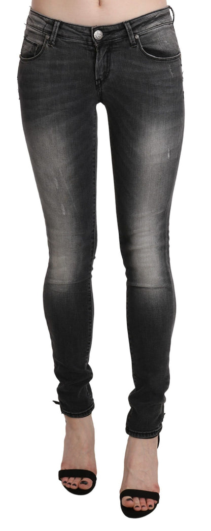 Jeans skinny in cotone lavato grigio nero Acht