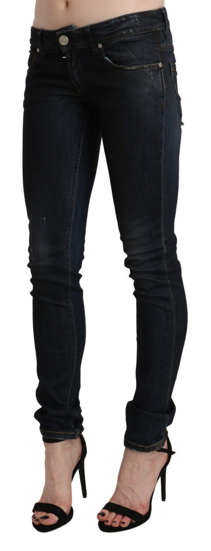 Jeans skinny a vita bassa in denim lavato nero Acht