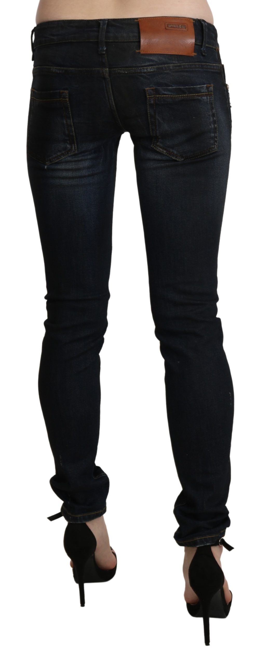 Jeans skinny a vita bassa in denim lavato nero Acht