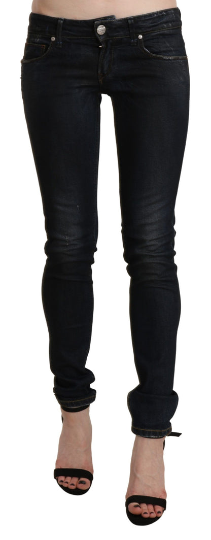 Jeans skinny a vita bassa in denim lavato nero Acht