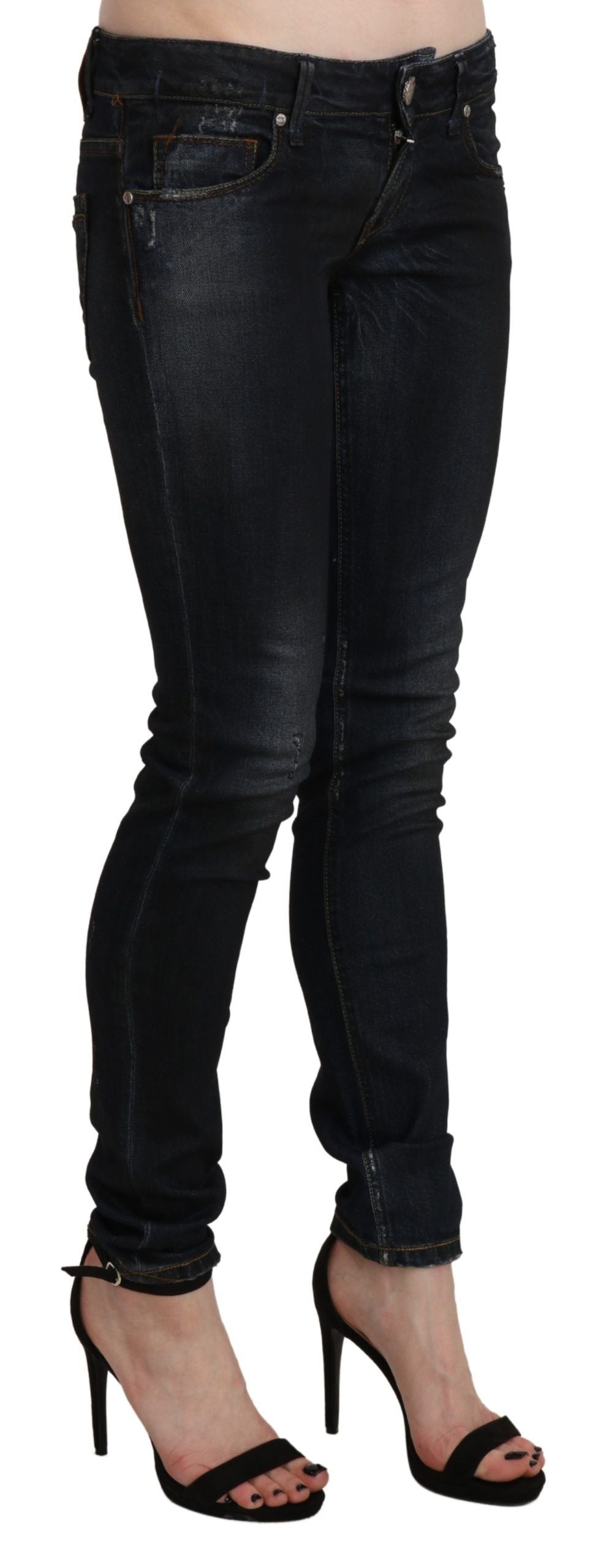 Jeans skinny a vita bassa in denim lavato nero Acht