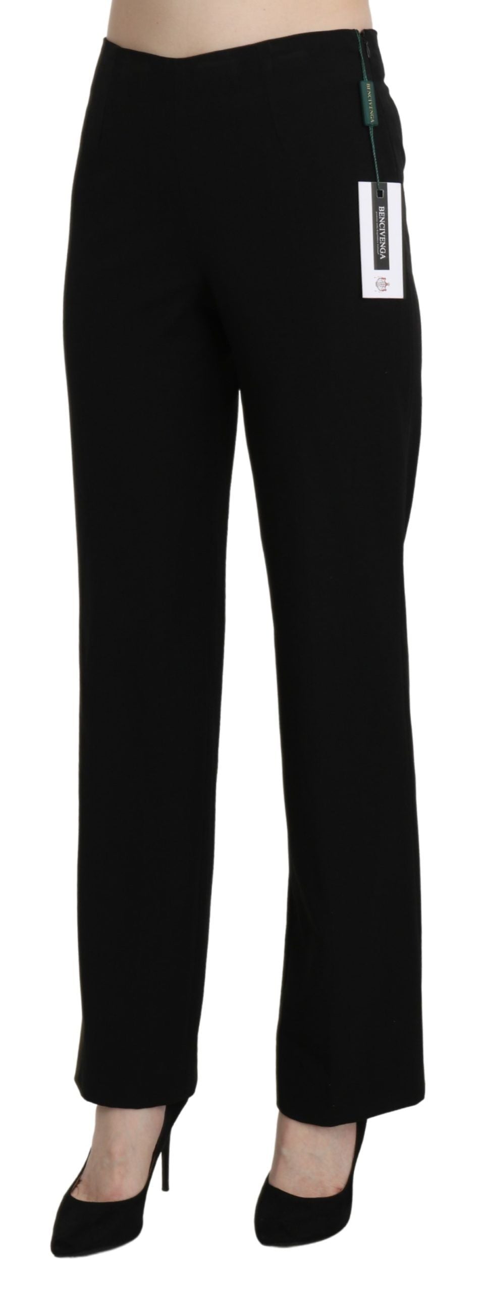 Pantaloni eleganti dritti a vita alta neri BENCIVENGA