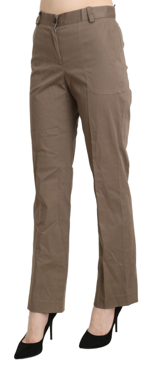 Pantaloni eleganti dritti a vita alta marroni BENCIVENGA
