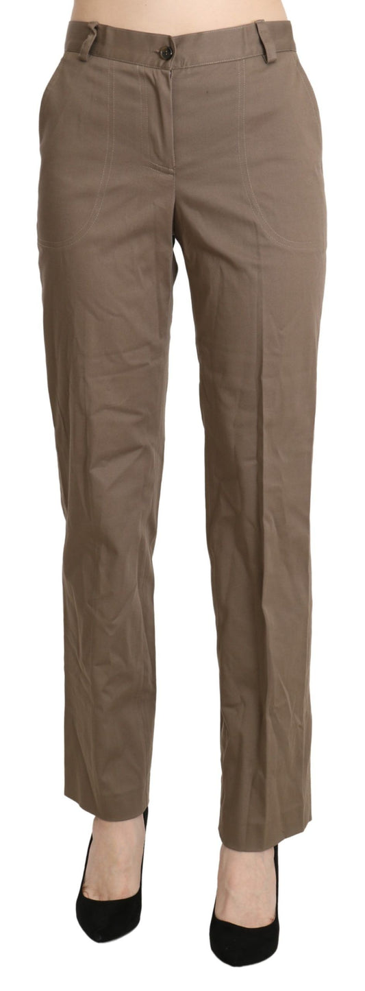 Pantaloni eleganti dritti a vita alta marroni BENCIVENGA