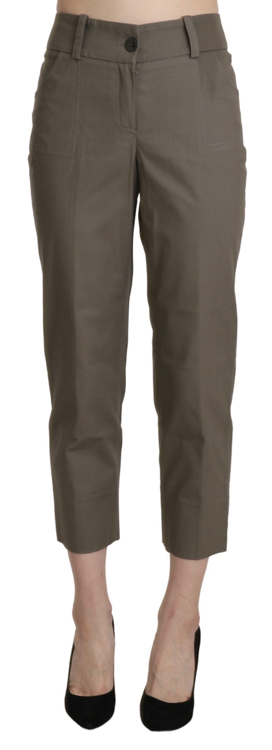Pantaloni eleganti corti a vita alta grigi BENCIVENGA