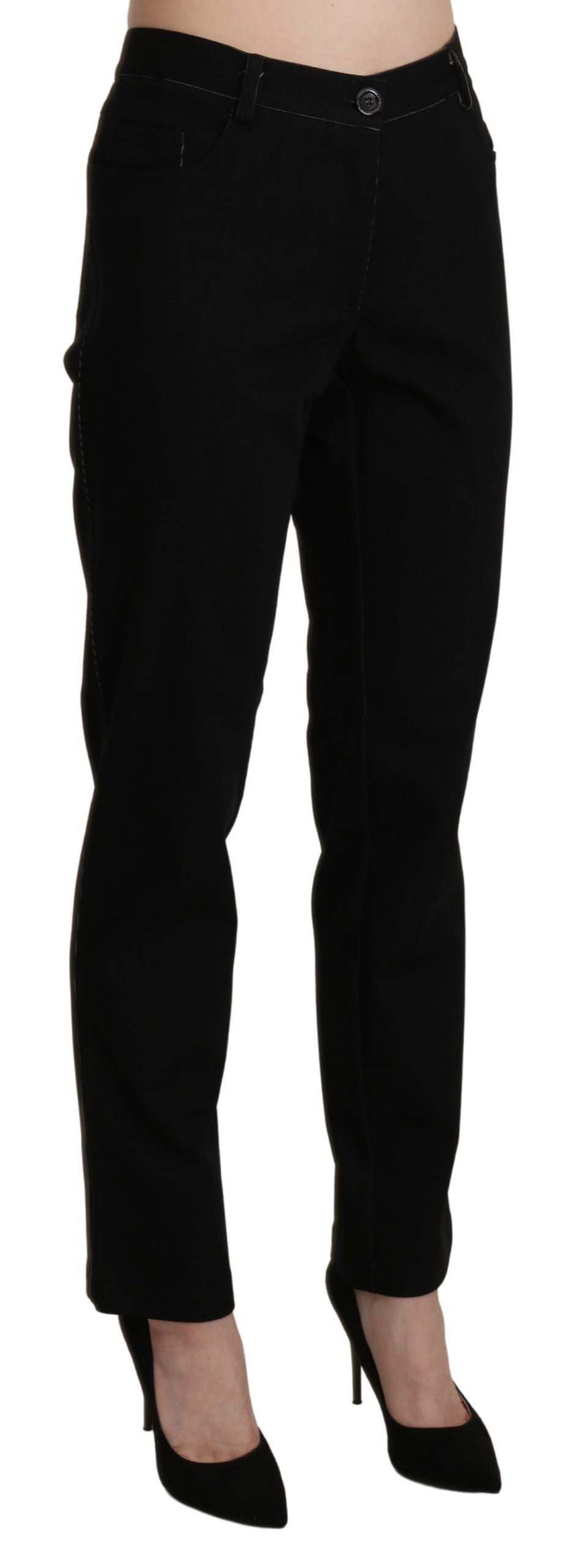 Pantaloni casual dritti a vita alta neri BENCIVENGA