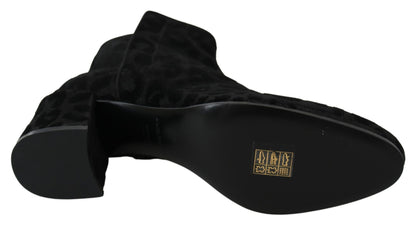 Dolce &amp; Gabbana Stivali corti leopardati neri con cerniera