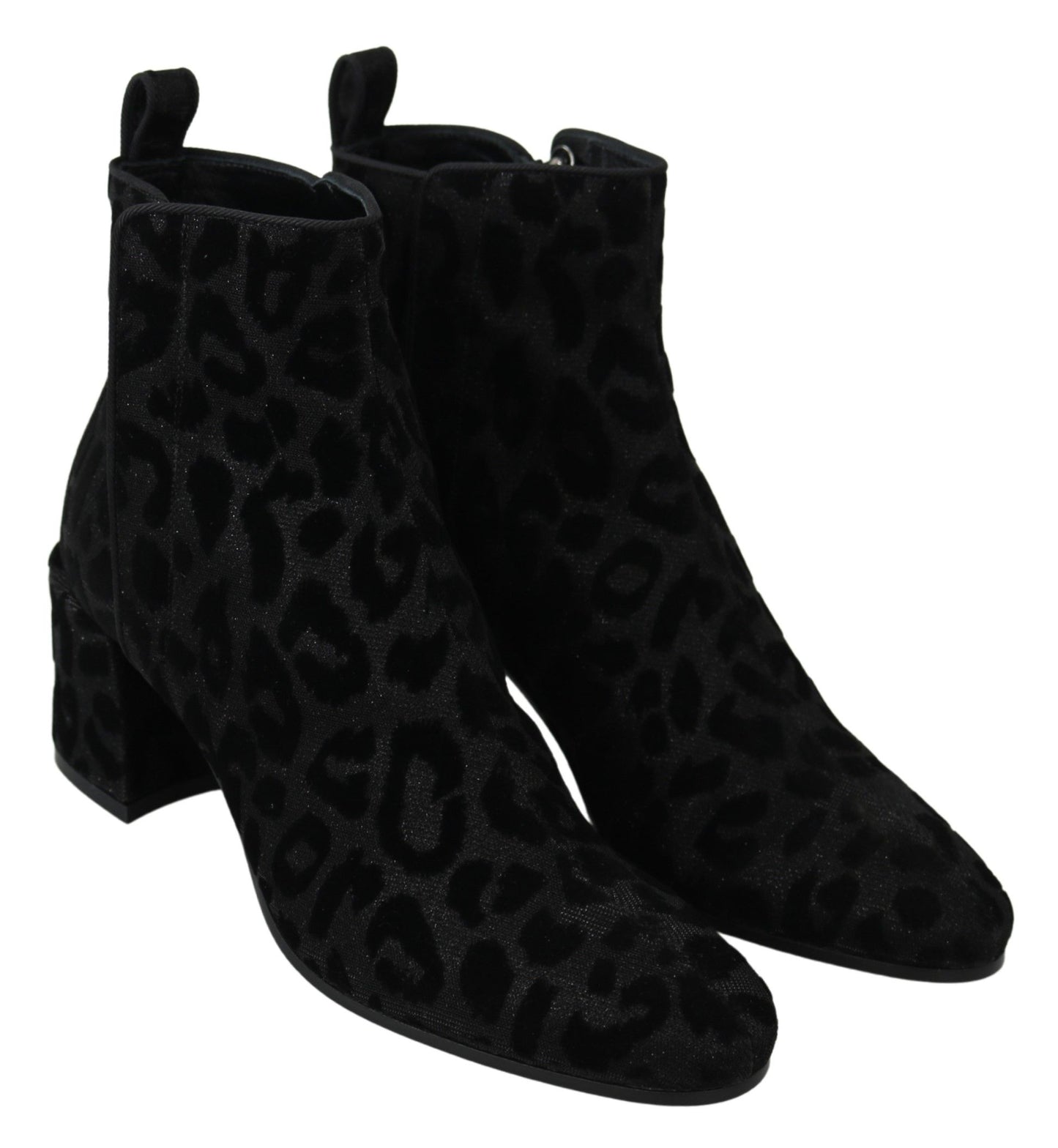 Dolce &amp; Gabbana Stivali corti leopardati neri con cerniera