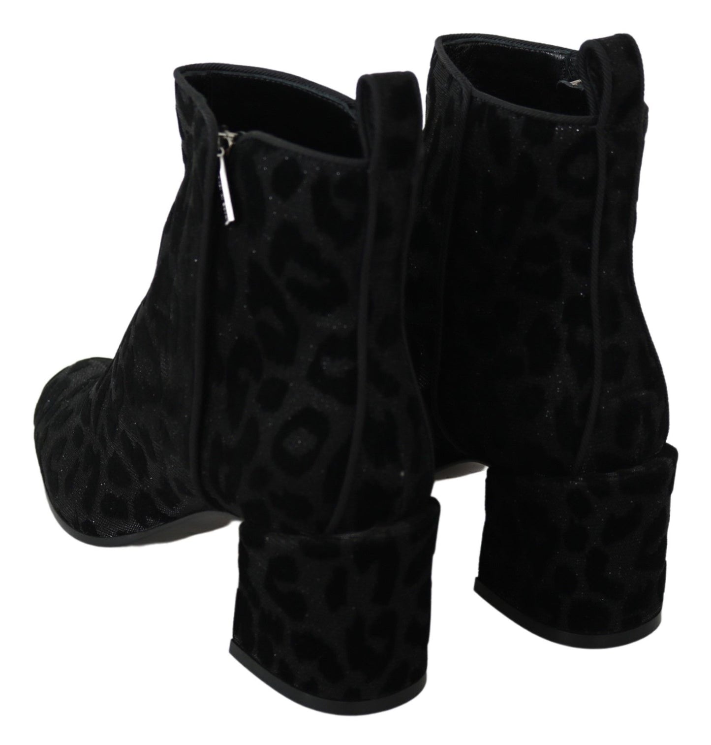 Dolce &amp; Gabbana Stivali corti leopardati neri con cerniera