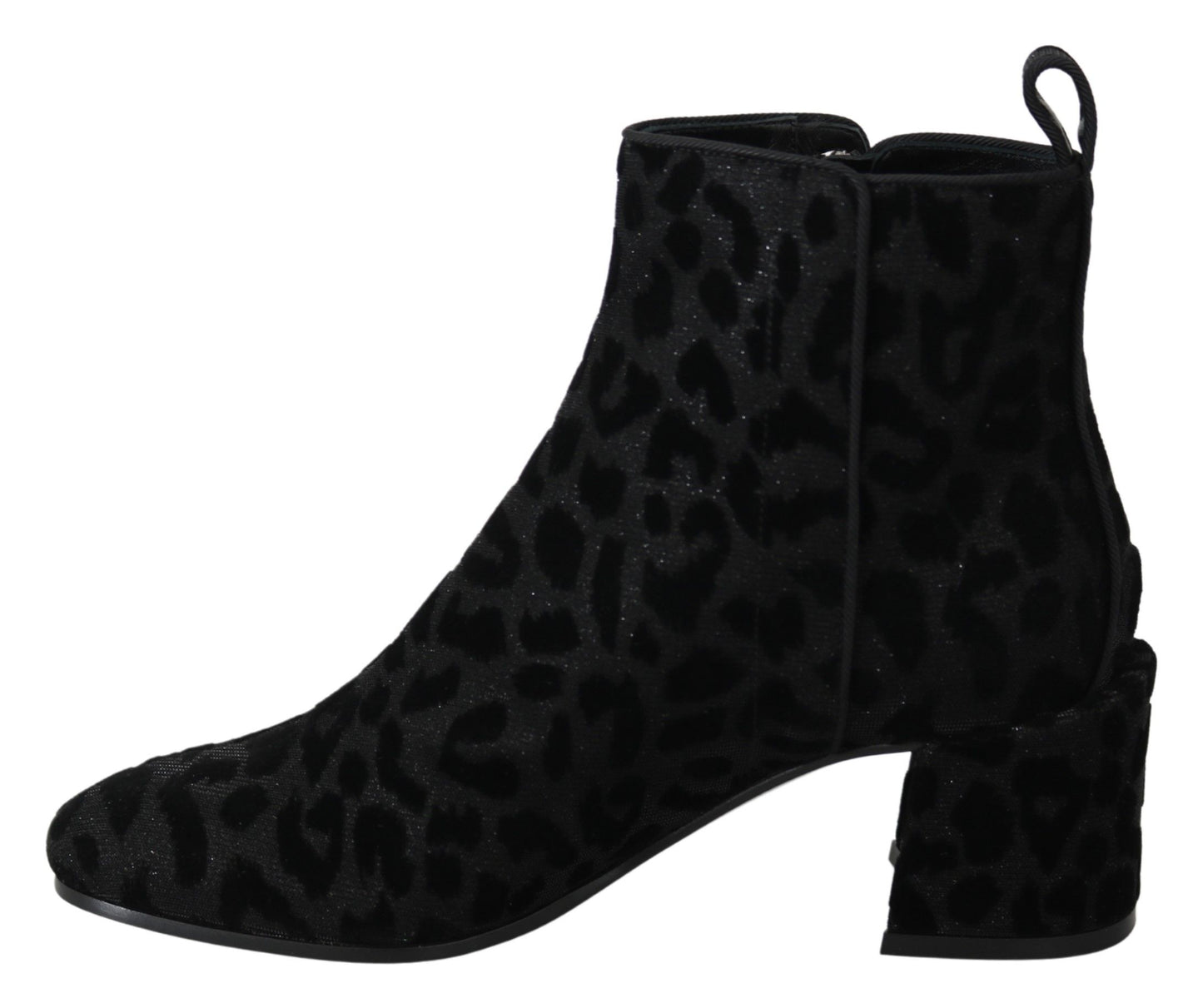 Dolce &amp; Gabbana Stivali corti leopardati neri con cerniera