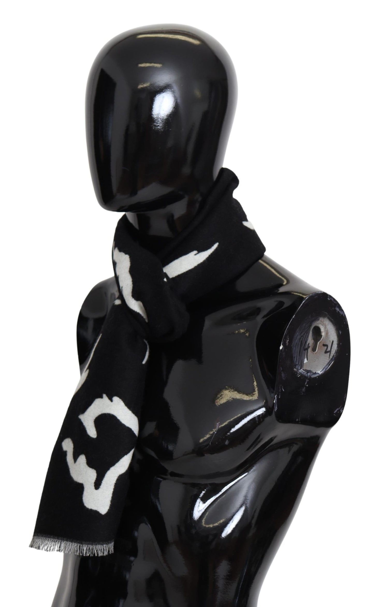 Sciarpa invernale calda unisex in lana nera e bianca Givenchy