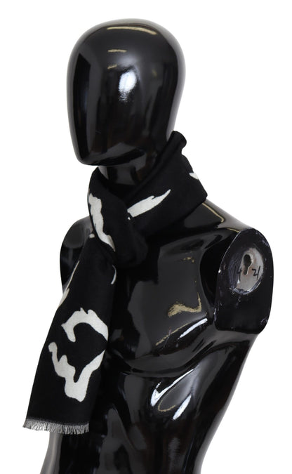 Sciarpa invernale calda unisex in lana nera e bianca Givenchy