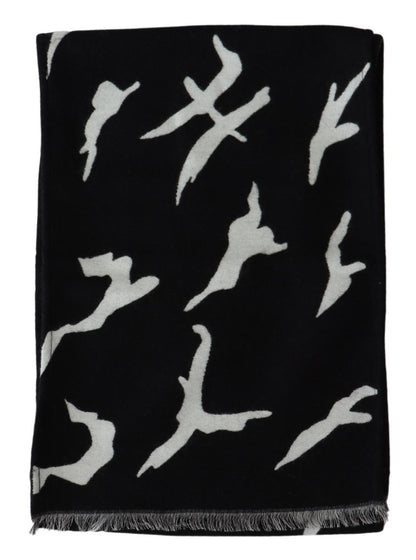 Sciarpa invernale calda unisex in lana nera e bianca Givenchy