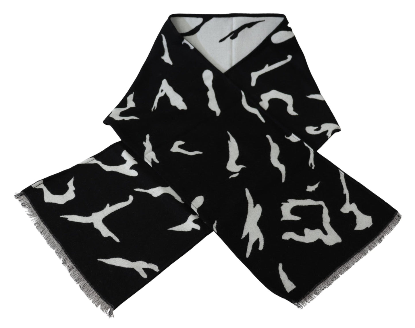 Sciarpa invernale calda unisex in lana nera e bianca Givenchy